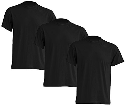 Fermento Italia Juego de 3 Camisetas de Color Verde Militar - Camiseta Unisex - 100% algodón - 150 Gramos - Modelo JHK. TSRA 150 Negro Medium