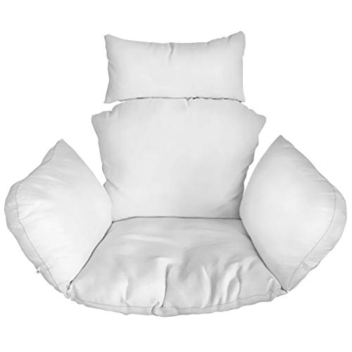 Ferocity Cojín de Silla de Hamaca, Colgante Huevo Cojines, Columpio Silla Cojín Respaldo con Almohada para la Cabeza, Cjín Impermeable, para Patio Jardín, Blanco [114]