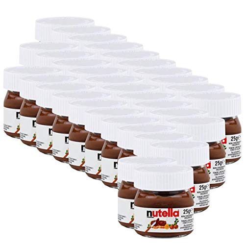 Ferrero Nutella pequeño mini diseño cristal 32er Juego a 25 g, Pan, untar Crema nugat Nuez, Chocolate auftrich