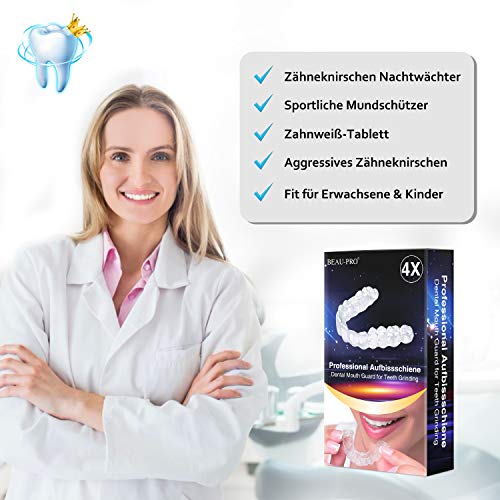 Férula Dental de Descarga, 4 en Dos tamaños Ferula Descarga Nocturna Anti Bruxismo, Nuevo Tipo Férula Descarga Dental Protector Bucal Cuidado para Dormir,Blanqueamiento Dental,Atletas,2 frenos(azul)