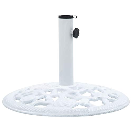 Festnight Base de Sombrilla de Hierro Fundido Pie de Sombrilla Soporte para Parasol de Jardín Blanco 12 kg 48 cm