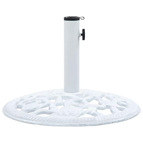 Festnight Base de Sombrilla de Hierro Fundido Pie de Sombrilla Soporte para Parasol de Jardín Blanco 12 kg 48 cm