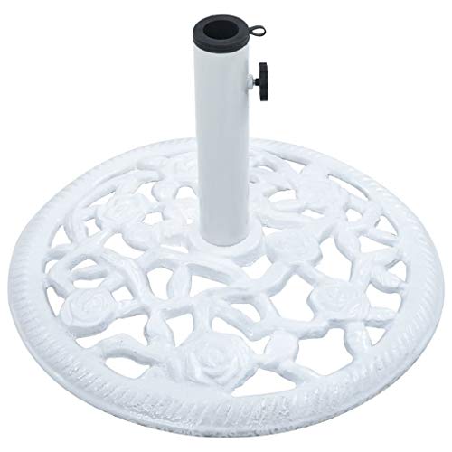 Festnight Base de Sombrilla de Hierro Fundido Pie de Sombrilla Soporte para Parasol de Jardín Blanco 12 kg 48 cm