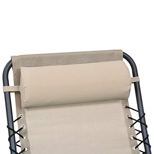 Festnight Reposacabezas de Silla de Jardín Reposacabezas para Silla Reclinable Textilene Crema 40x7,5x15 cm