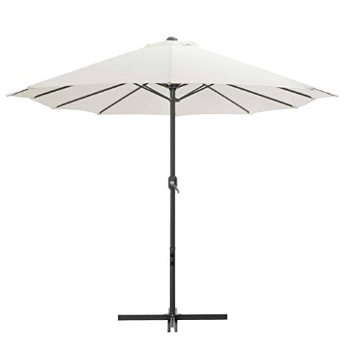 Festnight- Sombrilla de Jardín Parasol para Jardín con Doble Toldo 460 x 270 x 246 cm Arena (Incluye 12 Varillas)