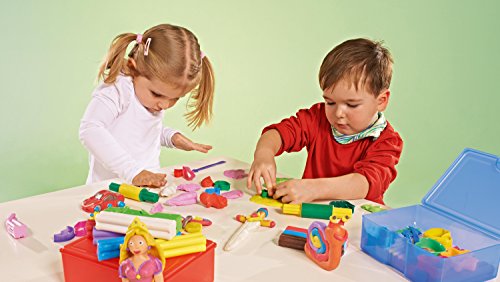 Feuchtmann Juguetes 6281341 - plastilina pequeño Cubo Escuela Amasado, 18 Barras en el Cubo