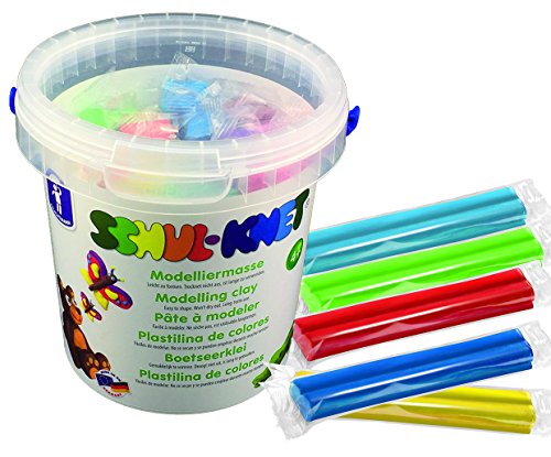 Feuchtmann Juguetes 6281341 - plastilina pequeño Cubo Escuela Amasado, 18 Barras en el Cubo