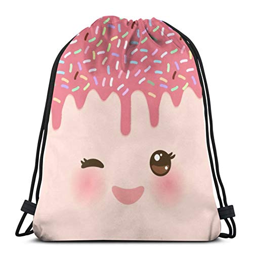 fgjfdjj Goteo derretido Rosa Frambuesa Fresa glaseado con Sprinkles Mochila con cordón, Bolsa de Banco - Equipaje - Bolsa de Ropa de Mujer