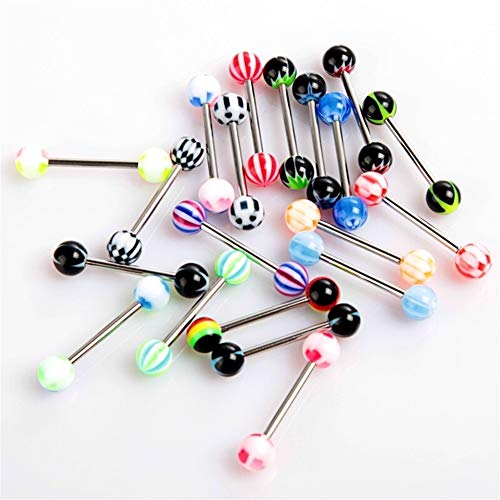 Fgnaoc Anillos de la Lengua de Bolas de Acero Inoxidable 20pcs Bolas de Colores con Barra Curvada de la ceja Suena Las Barras del Tragus Piercing,El Mejor Sentimiento del Mundo