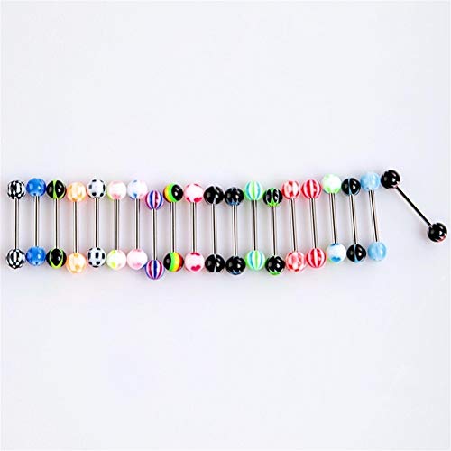 Fgnaoc Anillos de la Lengua de Bolas de Acero Inoxidable 20pcs Bolas de Colores con Barra Curvada de la ceja Suena Las Barras del Tragus Piercing,El Mejor Sentimiento del Mundo