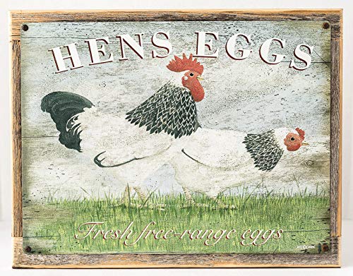 Fhdang Decor Señal de Metal con diseño de gallinas enmarcadas, decoración de Cocina, decoración de Campo, Letrero de Aluminio, 12 x 18 Pulgadas