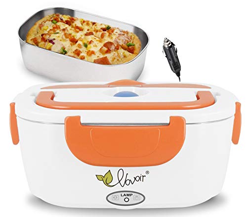 Fiambrera eléctrica comida térmico Lunch Box Fiambreras bento Uso en coche eléctrica con Bandeja extraíble acero inoxidable Recipiente de comida térmico 12V 40W