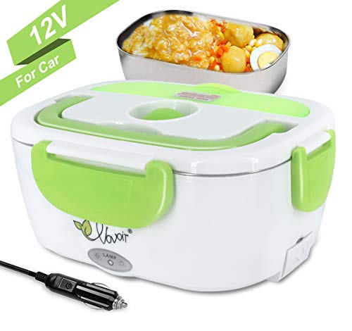 Fiambrera eléctrica comida térmico Lunch Box Fiambreras bento Uso en coche eléctrica con Bandeja extraíble acero inoxidable Recipiente de comida térmico 12V