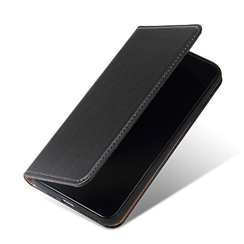 FIERRE SHANN Funda para iPhone 11 Pro MAX Piel sintética de Poliuretano termoplástico (TPU), con Tarjetero, Cierre magnético, Funda para iPhone 11 Pro MAX de 6,5 Pulgadas (2019), Color Negro