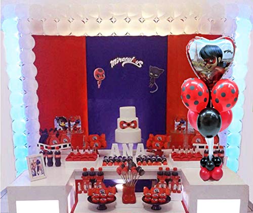 FIESTADEKOR Centro de Mesa Lady Bug formado por Globos de látex y Poliamida Especial para Fiestas de cumpleaños.Tamaño 120 cm