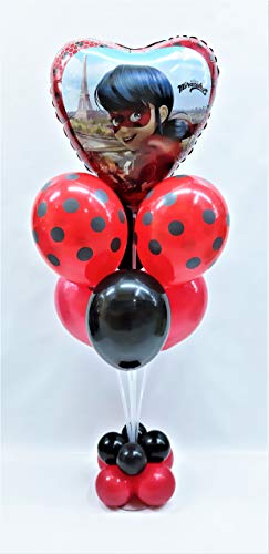 FIESTADEKOR Centro de Mesa Lady Bug formado por Globos de látex y Poliamida Especial para Fiestas de cumpleaños.Tamaño 120 cm