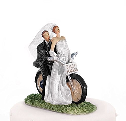 Figura de novios para tarta mesa Novios en bicicleta altura 11 cm