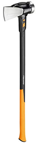 Fiskars Hacha IsoCore XXL, Para partir troncos y clavar cuñas, 92 cm, 5,22 kg, Negro/Naranja, 1020220