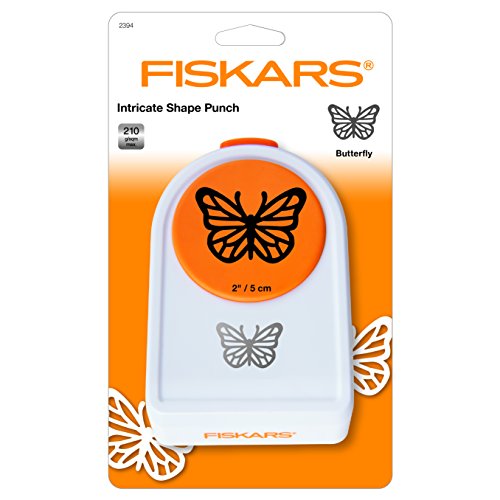 Fiskars Perforadora de figuras complicadas XL - Mariposa, Ø 5 cm, Acero de calidad/Plástico, Blanco/Naranja, 1015767