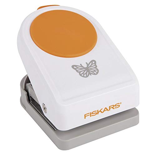 Fiskars Perforadora de figuras complicadas XL - Mariposa, Ø 5 cm, Acero de calidad/Plástico, Blanco/Naranja, 1015767