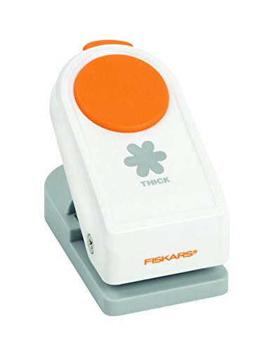 Fiskars Perforadora de Figuras, Flores, Ø 3,8 cm, Para diestros y zurdos, Acero de calidad/Plástico, Blanco/Naranja, Power, L, 1020491