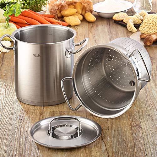 Fissler original-profi collection / Olla para espárragos (6 litros, Ø 20 cm) de acero inoxidable, apta para cocinas de inducción, gas, vitrocerámica y eléctricas