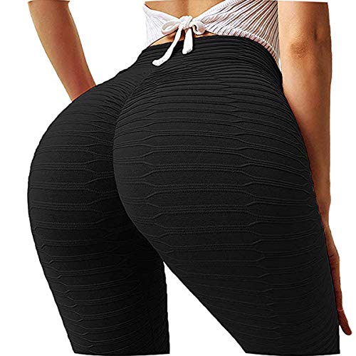 FITTOO Leggings Push Up Mujer Mallas Pantalones Deportivos Alta Cintura Elásticos Yoga Fitness #2 Negro Grande