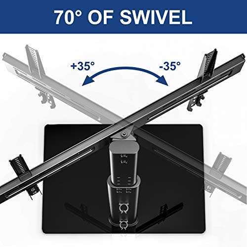 FITUEYES Soporte TV de Pie de 32 a 60 Pulgadas con Base de Vidrio Templado Soporte TV Plana Curva Giratorio 70° Altura Ajustable MAX VESA 600 x 400 mm Gestión de Cables