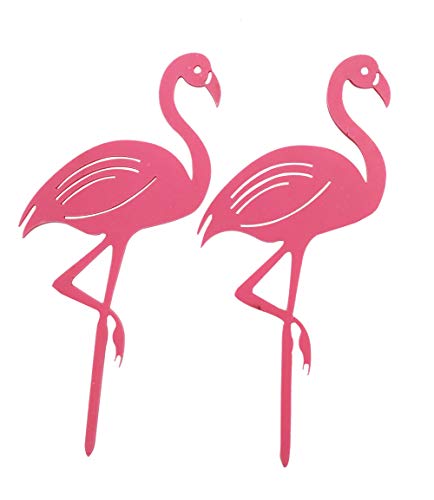Flamingos - Decoración para tarta (2 unidades, acrílico), diseño de flamencos, para decoración de tartas