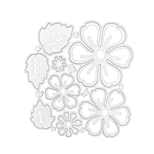 Fleymu Flor de Plantillas Corte de Metal Papel Plantilla Acero al Carbono Álbum Foto Arte Decoración Relieve DIY Reutilizable Forma Hojas Flor Creativo Plata para Tarjetas de Scrapbooking Manualidades