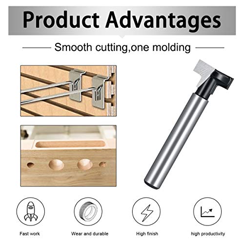 Flintronic 5PCS T-Slot Carburo Cementado Carpintería Cortador Cnc Router Bit,1/4"/6.35mm 5/16"/7.93mm 3/8"/9.52mm 1/2"/12.7mm 9/16"/14.3mm Bit Carpintería Router Conjunto de fresado,6.35mm/1/4 ''Shank