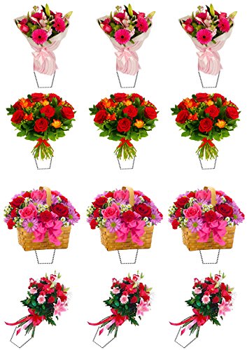 Flores – hermoso ramilletes – tarta comestible – decoración para magdalenas de oblea toppers, Pack de 24