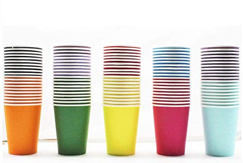 Florvine 50 Piezas 9oz Vasos de Papel Desechable para Fiestas,Bodas,Oficinas,Café,Agua y Jugos(colores surtidos)