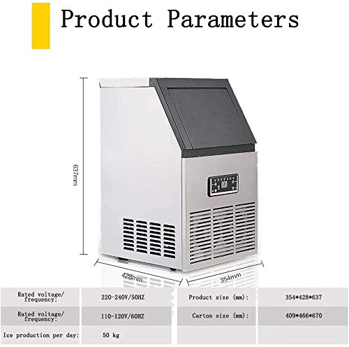 Fly YUTING Máquinas para Hacer Hielo Industrial Máquina de Hielo Máquina de Hielo Comercial HD Display de un Solo botón de Limpieza 50Kg 10 Minutos Haciendo Hielo Fijo (Tamaño: Barreled en Agua)