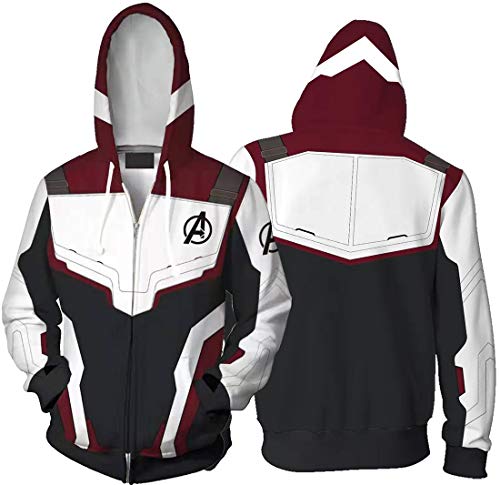 FLYCHEN Hombre Sudadera con Capucha 3D Impreso Avengers Endgame Film Superhero Men's Hoodie Personalizado - Burgundy - 2XL