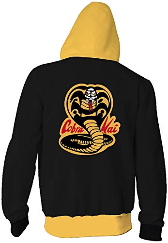 FLYCHEN Hombre Sudaderas para Cobra Kai Suéter con Cremallera Serie de televisión Estadounidense La Historia de Cobra Hoodies kárate - Jacket 2, S