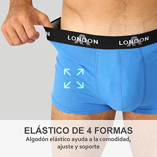 FM London Fitted Boxer, Multicolor (Classic Mix 10), Large (Pack de 8) para Hombre