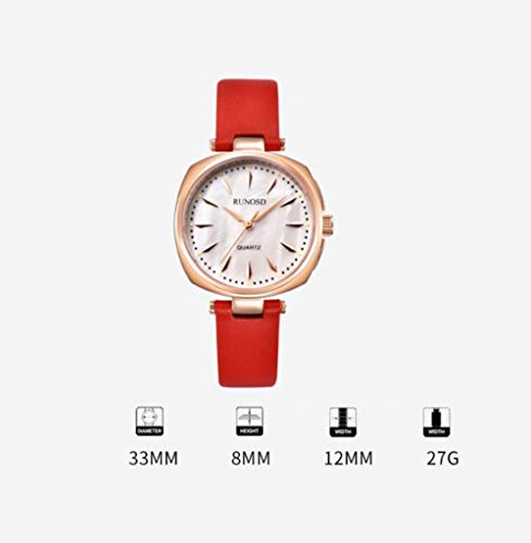 FNCUR Reloj De Manera De Las Señoras, Reloj De Cerámica De Las Mujeres, Reloj De Cuarzo Resistente Al Agua, Papel De Regalo, Rojo con La Cara Roja