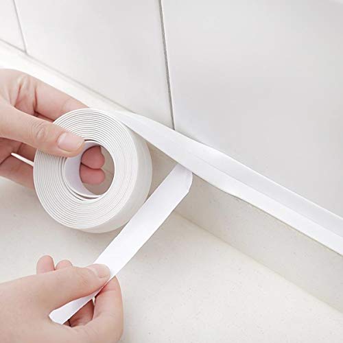 Fodlon Cinta Impermeable para Baño 3.2m*3.8cm Cinta Adhesiva para Fugas de Agua Cinta Aislante Blanca Antimoho Cinta Selladora Resistente al Agua para Bañeras Fregadero Inodoro Muebles Anticolisión