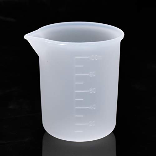 Fodlon Vasos Medidores de Silicona, 100ml Vaso Medidor de Graduación de Plástico Reutilizable Antiadherentes Vaso de Silicona para Manualidades, Resina Epoxi, Moldes de Fundición
