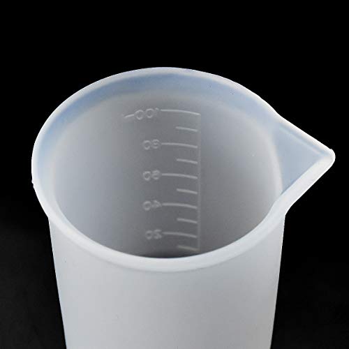 Fodlon Vasos Medidores de Silicona, 100ml Vaso Medidor de Graduación de Plástico Reutilizable Antiadherentes Vaso de Silicona para Manualidades, Resina Epoxi, Moldes de Fundición