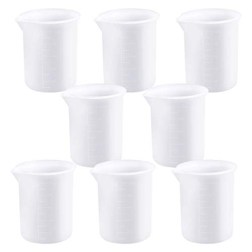 Fodlon Vasos Medidores de Silicona, 100ml Vaso Medidor de Graduación de Plástico Reutilizable Antiadherentes Vaso de Silicona para Manualidades, Resina Epoxi, Moldes de Fundición