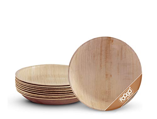 FOOGO Green 25 Platos de hoja de palma Desechable|15cm Plato de postre Redondo|Vajilla Ecológico Biodegradable|Como platos de bambu,Platos de plástico,Platos de papel|Para la Fiesta de Bodas,Camping