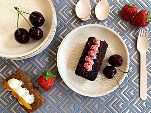 FOOGO Green 25 Platos de hoja de palma Desechable|15cm Plato de postre Redondo|Vajilla Ecológico Biodegradable|Como platos de bambu,Platos de plástico,Platos de papel|Para la Fiesta de Bodas,Camping