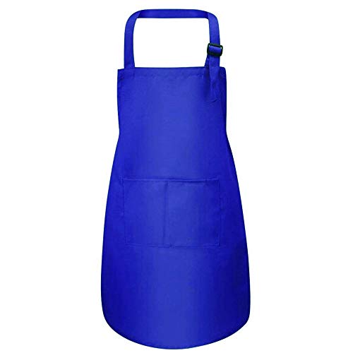 ForuMall Delantal con Peto de Bolsillo Delantero para niños Delantal para niños y niñas Delantal de Cocina Cocina para niños Delantal para niños Pintura para niños Cocina (Azul)