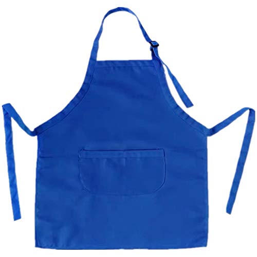 ForuMall Delantal con Peto de Bolsillo Delantero para niños Delantal para niños y niñas Delantal de Cocina Cocina para niños Delantal para niños Pintura para niños Cocina (Azul)