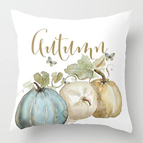 Fossrn Fundas Cojines 45x45 Calabaza Fundas de Almohada para Sofa Jardin Cama Decoración del Thanksgiving (01)