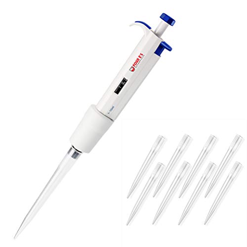 Four E'S Scientific 1-10ml Pipetas monocanal variable ajustable micropipetas con 20 puntas de pipeta