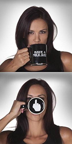 'fpbs divertido Bosquejo, Have a nice day "Fuck You Taza, Taza, Taza de café, taza de cerámica Taza de té, 350ml, Taza regalo Amigos, cerámica, negro