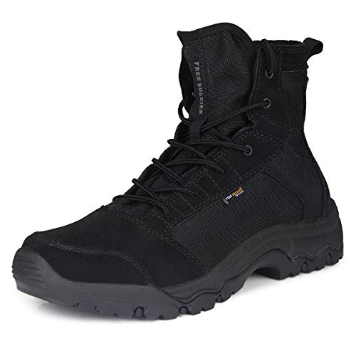 FREE SOLDIER Botas Tacticas Botas de Seguridad Hombre Trabajo Botas Transpirables Ultraligeras para Militares Montaña Trekking (Negro, 46)